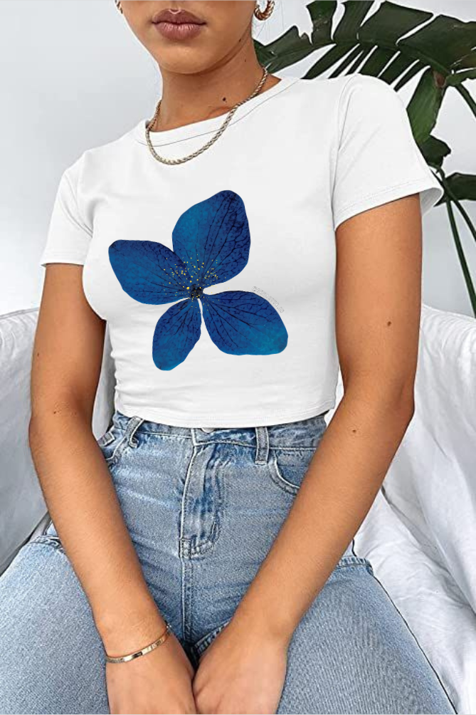 Blue Flora Crop Tee
