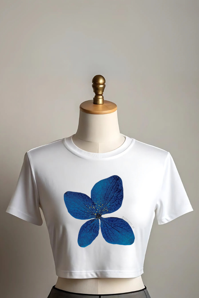 Blue Flora Crop Tee