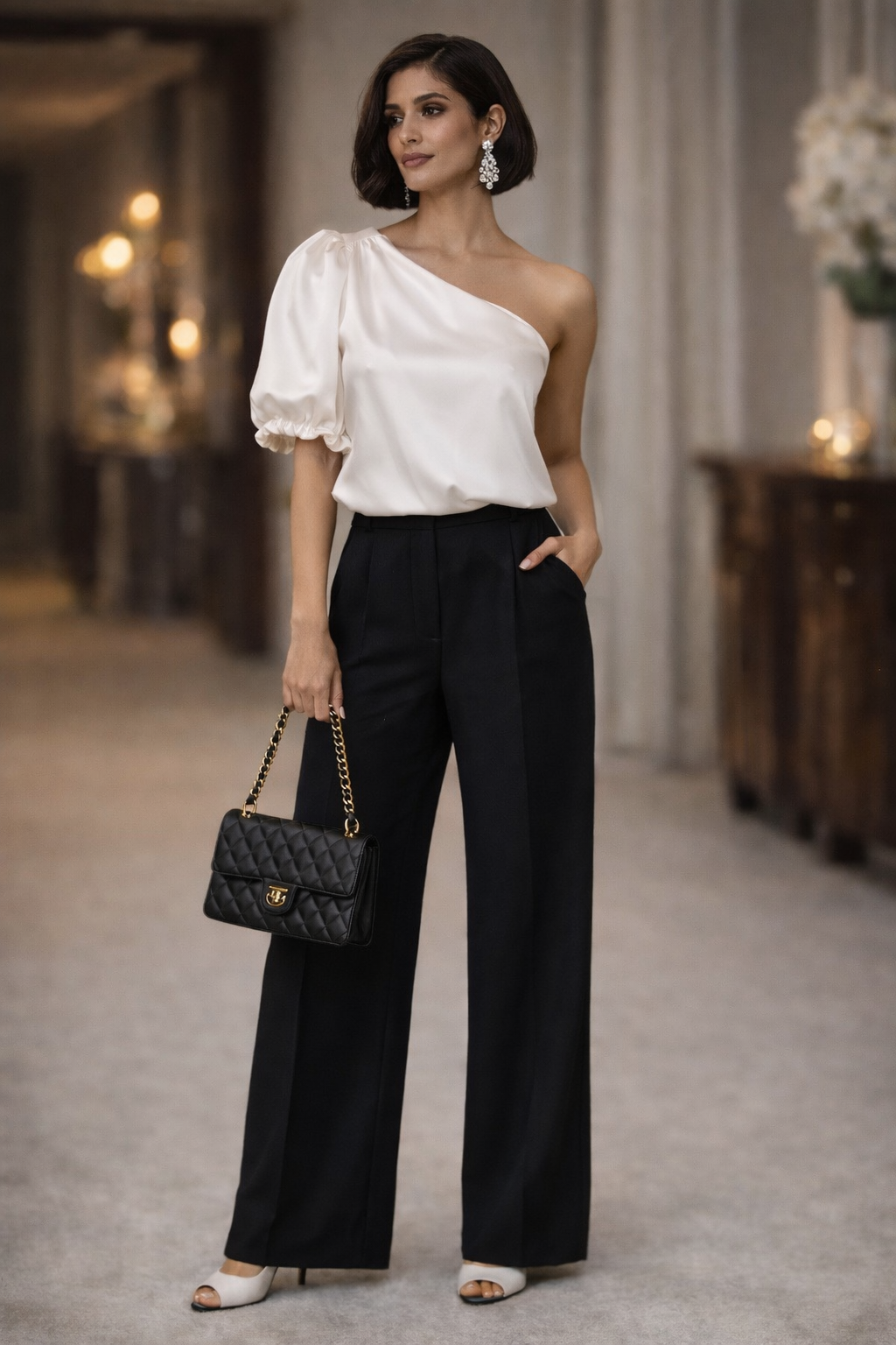 Satin One Shoulder Top