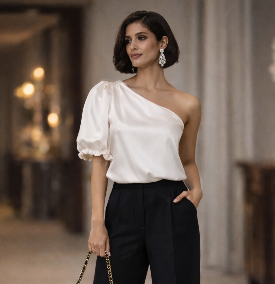 Satin One Shoulder Top