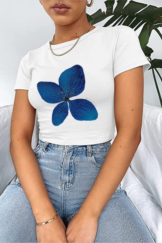 Blue Flora Crop Tee